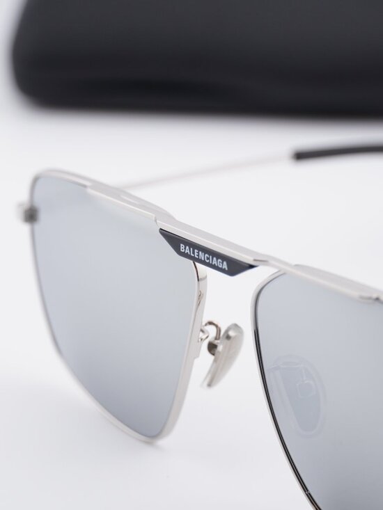 Balenciaga BB0246SA 002 Aviator Sunglasses - Silver/Silver Mirror Double main image 10